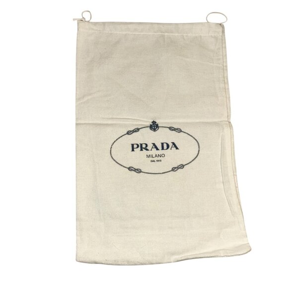 prada white blue logo print cotton flannel shoe bag - Picture 1 of 3